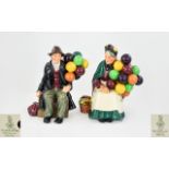 Royal Doulton Early Pair of Figures. Comprises 1/ The Old Balloon Seller. HN1315, Issued 1929 -