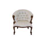 Modern Upholstered Tub Chair, Button Back, Rope Twist Frame.