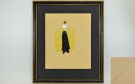 Erte Romain De Tirtoff Russian 1892 - 1990 Art Deco Period Hand Signed Pencil / Ink Drawing on Paper