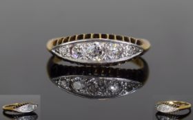 Edwardian 18ct Gold and Platinum 5 Stone Diamond Ring. Set with Cushion Cut Diamonds. The Diamond of