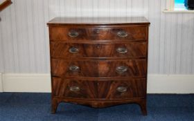 19thC Mahogany Bow Fronted Chest Of Four Drawers, Raised On Splayed Feet.