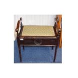 Antique Piano Stool Mahogany stool with carved shell detail to apron.