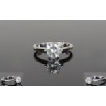 18ct White Gold Diamond Solitaire Ring, Set With A Round Modern Brilliant Cut Diamond, Stamped 750,