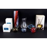 Collection of Glass comprising Caithness paperweight, tall vase,