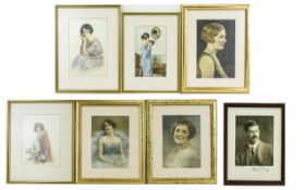 A Collection Of Framed 1920's And Edwardian Prints And Tinted Photos Seven items in total,