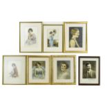 A Collection Of Framed 1920's And Edwardian Prints And Tinted Photos Seven items in total,