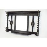 Antique Hall Mirror And Coat/Hat Hanger Rustic oak arts and crafts style bevelled glass mirror