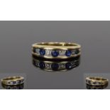 Ladies 9ct Yellow Gold Sapphire and Diamond Channel Set Ring. Fully Hallmarked. 5 Sapphires
