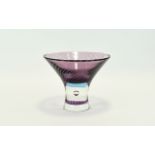 Caithness Amethyst Glass Pedestal Bowl, the clear stem, below the purple bowl, containing a large