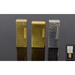 Collection of Dunhill Lighters From The 1970's ( 3 ) Three In Total. Includes a Boxed Gold Plated