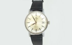 Gents Omega Automatic Wristwatch, Silvered Dial, Baton Numerals, Centre Seconds With Date