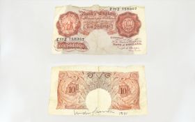 Indria Gandhi Autograph of India Prime Minister on Uk Old 10/ Currency Note, Dated 1981.
