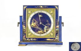 English Nice Quality Chinoiserie - Painted and Enamel 8 Day Mantel Clock. c.1920. Silvered Chapter
