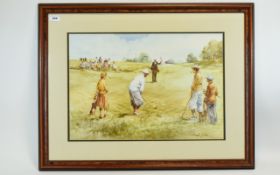 Golfing Interest Framed Print 'The Longchip' By Douglas E West Housed in contemporary wood frame,
