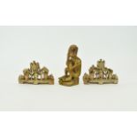 Chinese Late 19th Century Carved Soapstone Figures ( 3 ) Three In Total. Comprises a Thinking Monkey