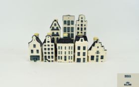 Bols Delft Ceramics Exclusively For KLM Airlines Set Of Dutch Houses A collection of eight blue