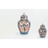 Japanese - Impressive Hand Painted 19th Century Imari Lidded Jar with Flame Shaped Finial to Cover,