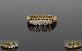 Victorian 18ct Gold Ladies 5 Stone Diamond Ring, Cushion cut diamonds, est. 75 pts. Hallmarked