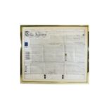 Mounted And Framed Legal Document Handwritten and dated London 24.7.59 relating to plans for