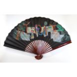 Oriental Decorative Fan Large fan, designed for decorative purposes, fashioned from black