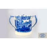 A Copeland / Spode Blue and White Italian Auld Lang Syne Loving Cup. 5.5 Inches High. Small Restored