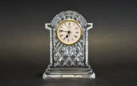 Waterford - Fine Hand Grafted Cut Crystal Desk / Mantel Lisamore Clock, with Original 1970's