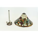 Contemporary Reproduction Tiffany Style Ceiling Light Stained glass shade in conical form with