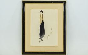 Erte Romain - De - Tirtoff Russian 1892 - 1990 Art Deco Period Hand Signed Pencil Ink Drawing on