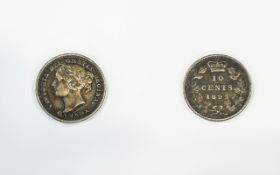 Canadian - Rare Round Top 3 Silver 10 Cents. Coin Date 1893 with Round Top ( 3 ) Three and Large 9 (