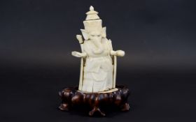 Late 19th Century Carved Ivory Indian Elephant Deity Figure. Figure 5.5 Inches High. Good