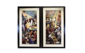 Two Contemporary Jazz Themed Framed Prints A pair of prints framed and mounted under glass in