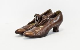 A Pair Of Ladies Antique Shoes Edwardian Ladies kid leather shoes by Affleck and Brown Ltd