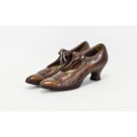 A Pair Of Ladies Antique Shoes Edwardian Ladies kid leather shoes by Affleck and Brown Ltd