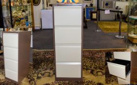 Filing Cabinet Bisley four drawer metal filing cabinet in cream and grey powder coat finish.