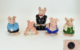 Wade Collection of Nat West Ceramic Piggy Banks Set of ( 5 ) In Total. Comprises Sir Nathaniel, Lady