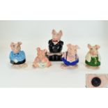 Wade Collection of Nat West Ceramic Piggy Banks Set of ( 5 ) In Total. Comprises Sir Nathaniel, Lady