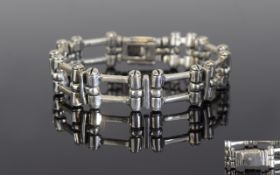 Good Quality and Heavy Vintage Silver Bracelet, Railways Design. Fully Hallmarked. 8.75 Inches In