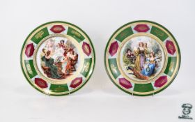 A Pair Of Decorative Czech Cabinet Plates Two in total by Epiag of Czechoslovakia.