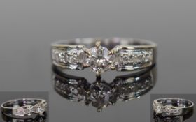 14ct White Gold Diamond Solitaire, Set With a Round Modern Brilliant Cut Diamond,