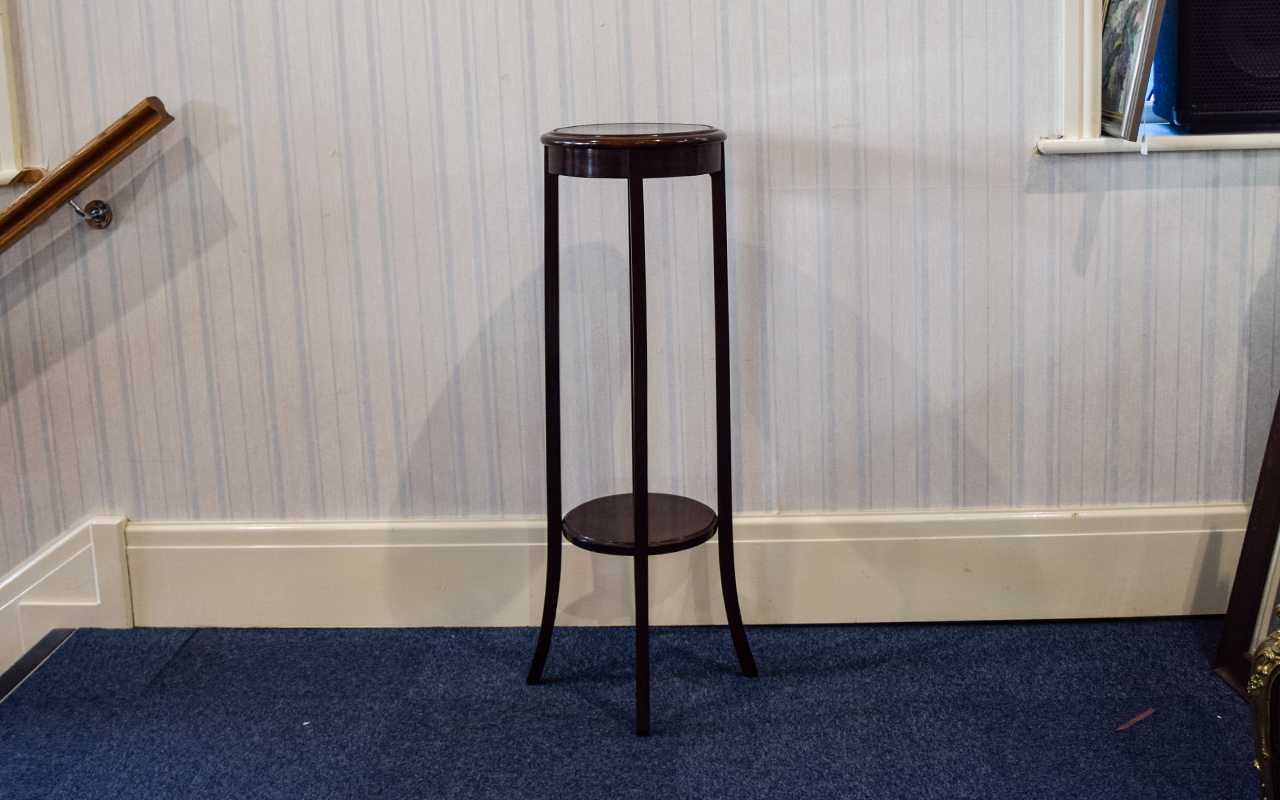 Edwardian Mahogany Two Tier Plant Stand Raised on Long Splayed Legs.