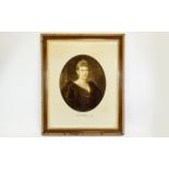 Antique Framed Print Portrait Of Victoria Battenburg 1892 Oval portrait in sepia tones housed in