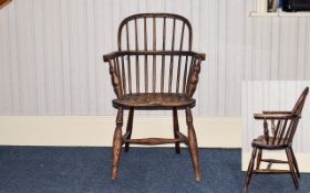 Early 19th Century Period Oak Windsor Sack Back Chair with Saddle Seat of The Colonial Era. 36.