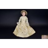 Antique Victorian Bisque Head Doll Marked to back of head looks to be attributed to Diamond Pottery