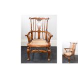 Victorian Period Oak Spindle Back and Sides Arm Chair with Cane Seat - Please See Photo. Height 32.5