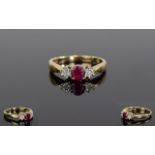 Ladies 9ct Gold Set Ruby and Diamond Ring. Fully Hallmarked.