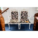 A Pair Of Shabby Chic Statement Chairs Two reproduction Art Nouveau style chairs in cream lacquered