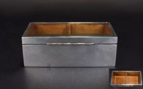 Early 20th Century Large Silver and Glass Topped Table Cigarette Box of Plain Construction with