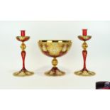 Murano - Top Quality and Impressive Venetian Glass Console or Garniture Set From The 1960's.