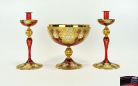 Murano - Top Quality and Impressive Venetian Glass Console or Garniture Set From The 1960's.