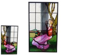 Leaded And Stained Glass Panel In The Arts And Crafts Style Encapsulated glazed unit depicting a